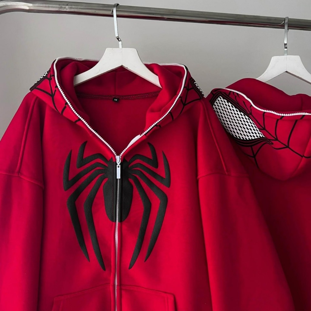 Áo khoác zip nữ-Áo khoác hoodie zip Panacea.Studio vải nỉ tàu 2 lớp,áo hoodie zip spiderman