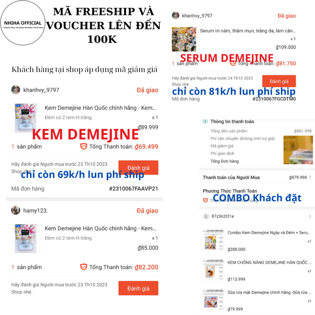 Combo kem demejine ngày đêm và serum demejine