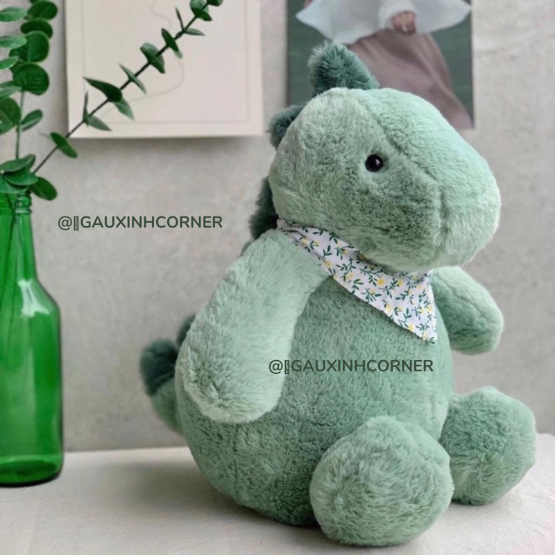 Gấu bông khủng long bụng mỡ đáng yêu kèm yếm hoa thú nhồi bông đồ chơi quà tặng Gauxinhcorner