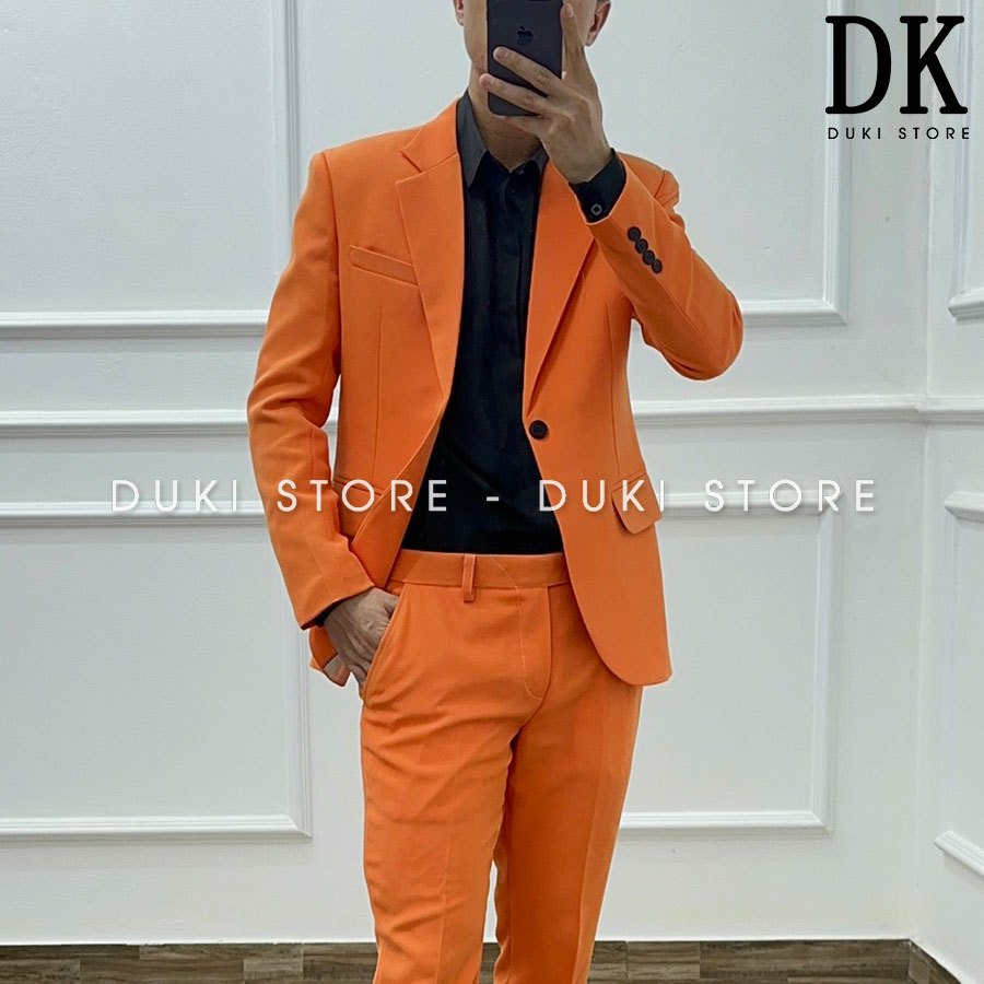 Bộ vest nam Hàn Quốc 1 cúc màu cam cá tính DKA0148 - DUKI STORE
