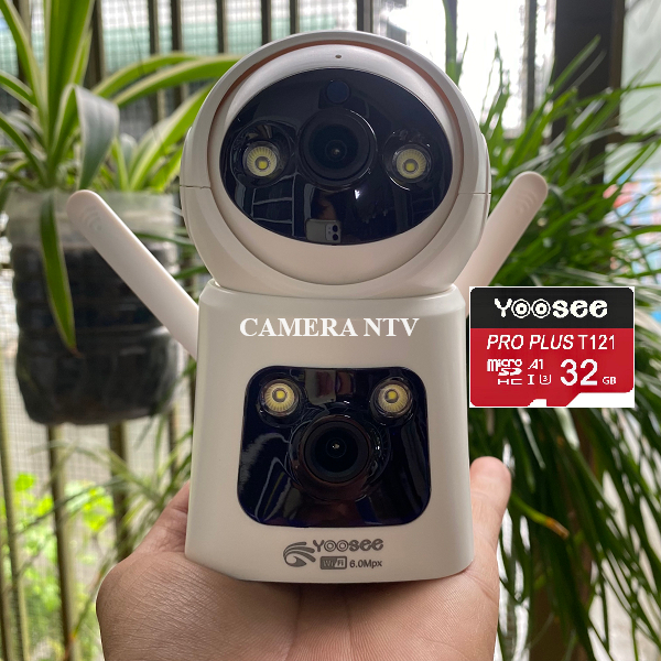Camera Yoosee PTZ 2 Mắt Q42D - Xem 2 Màn Hình Cùng Lúc - Độ Phân Giải 5.0MP - Xoay 360 Độ - Đêm Có Màu - Hỗ Trợ Đàm Thoạ