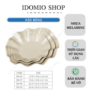 Dĩa Nhựa Melamine Cánh Hoa Màu Nâu