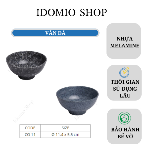 Chén Cơm Nhựa Melamine Vân Đá Xanh/Vân Đá Đen