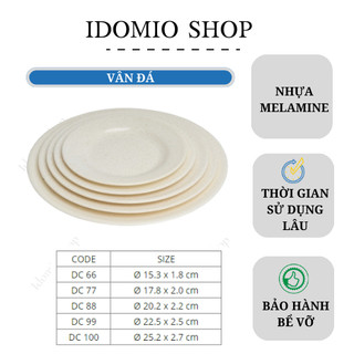 Dĩa nhựa cạn melamine vân đá kem