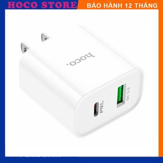 Củ sạc nhanh siêu bền pd20w hoco c80 plus 2 cổng usb + type-c chuôi dẹt q.c 3.0 cho mọi thiết bị hiện nay