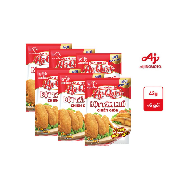 Combo 6 gói x 42g Bột Tẩm Khô Chiên Giòn Aji-Quick Đỏ