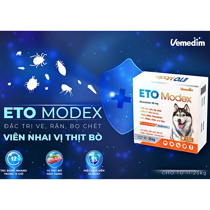 Viên vị bò: sạch ve, viêm da cho chó