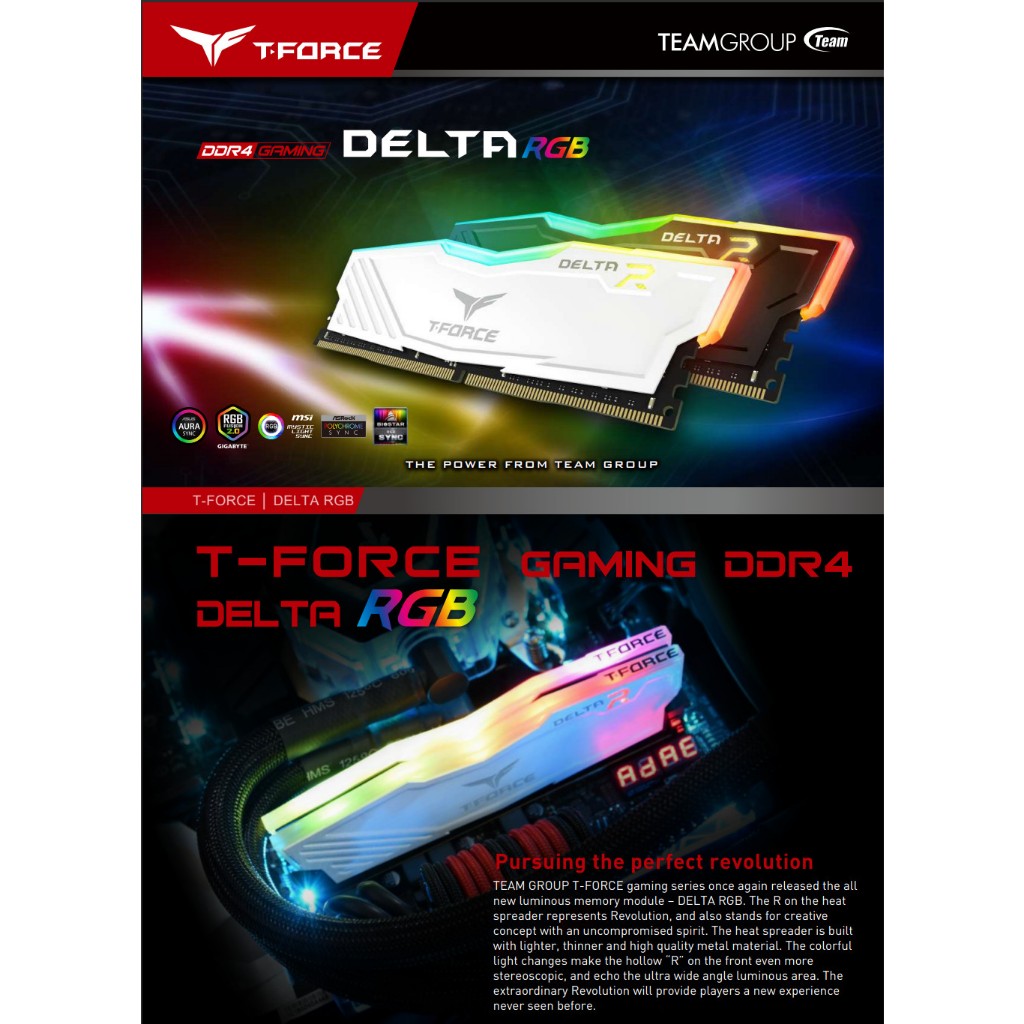 Ram T-Force Delta RGB DDR4 8/16/32GB White - Black RGB hàng chính hãng bảo hành 60 tháng