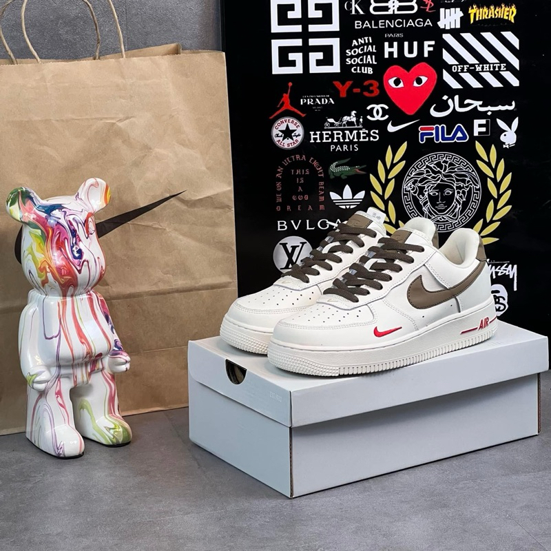 Giày Sneaker_Nike Air Force 1, AF1 vệt nâu bản cao cấp đế Air Full Size 36-44