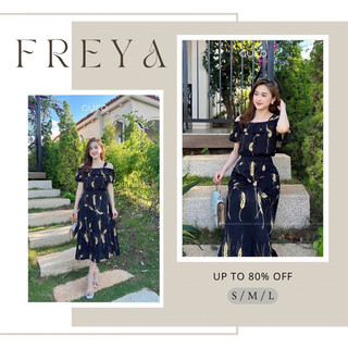 🛍Đầm váy nữ 🛍Váy voan trễ vai bèo cổ,Váy voan đen hoạ tiết hoa nhí sang trọng,Váy hoa dáng dài midi xinh xắn