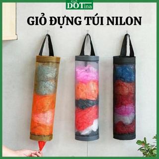 Đựng túi nilon giỏ đựng túi nilong túi bóng thừa cũ treo tường dạng ống lưới Dotina DTNL01