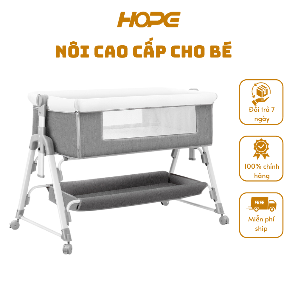 Nôi ghép giường cho bé HOPE đa năng có thể gập lại tháo rời di động, tùy chỉnh độ cao chống trào ngược cho bé