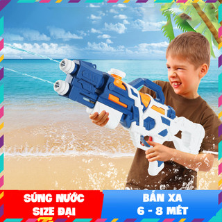 Súng Nước Áp Lực Cao 2 nòng Size To ,Súng Phun Nước 2 Tia Bắn Xa 6-10m Cho Bé Thỏa Sức Vui Chơi