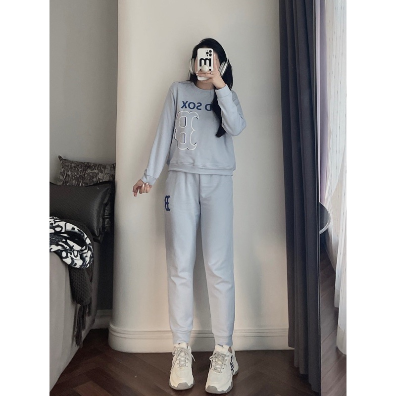 Sét bộ nỉ da cá màu xanh cho nữ-chữ B