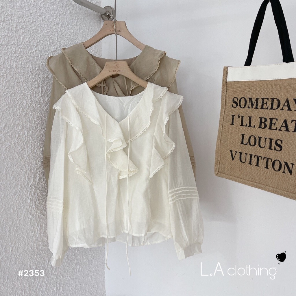 Áo somi cổ bèo 2 tầng nhẹ nhàng, bánh bèo  - Sarang Clothing