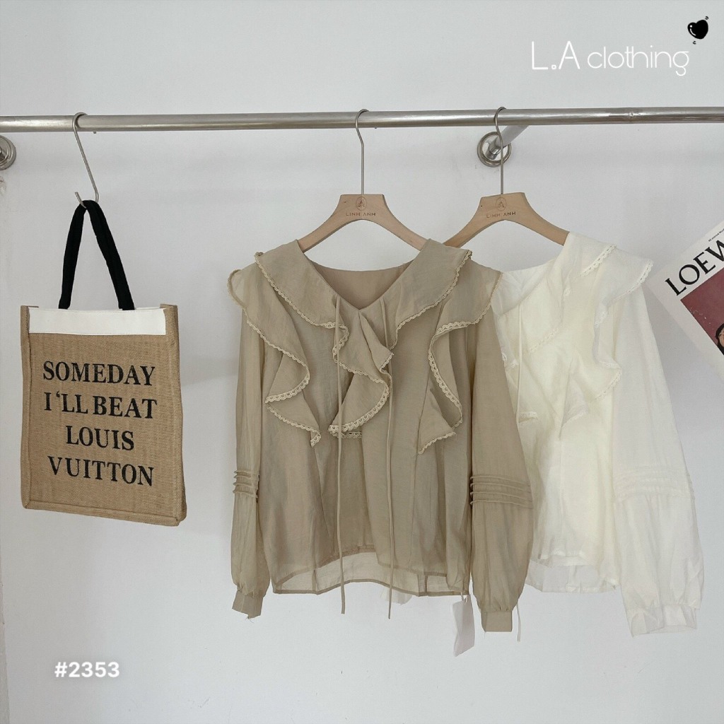 Áo somi cổ bèo 2 tầng nhẹ nhàng, bánh bèo  - Sarang Clothing