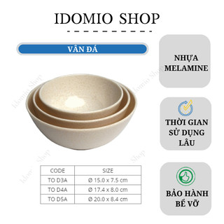Tô Nhựa Melamine Vân Đá Kem Nhiều Size