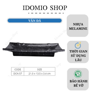 Dĩa Nhựa Melamine Vân Đá Kem/Đen (DCN57)