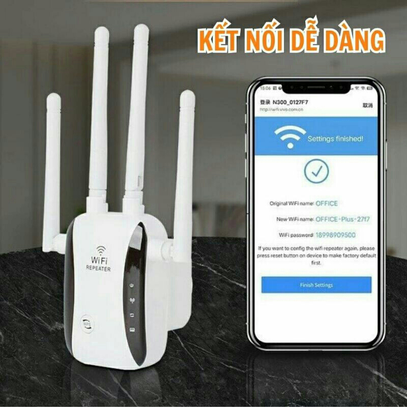 Bộ mở rộng vùng phủ sóng, kích sóng wifi repeater tốc độ cao 300Mbs