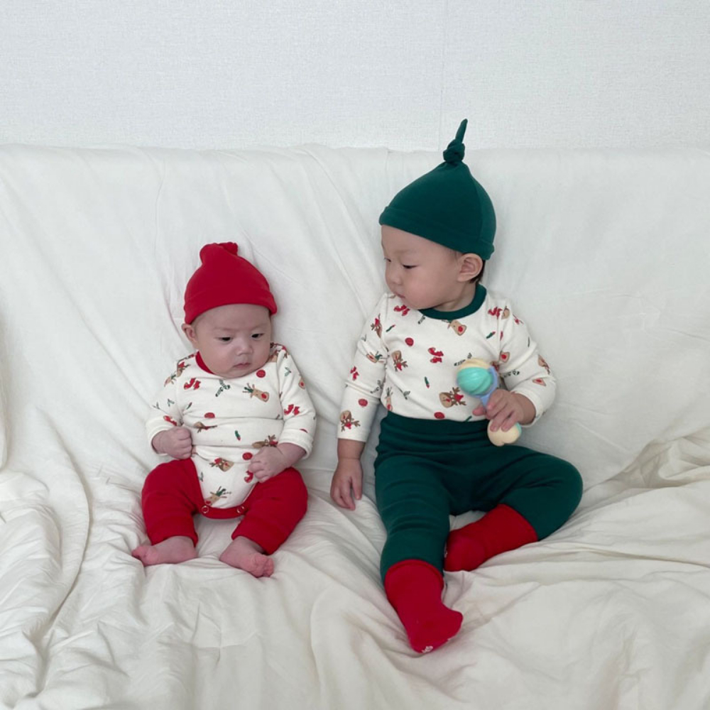 Set Noel cho bé size từ 6-12kg chất vải dày dặn, bodysuit kèm mũ và quần giáng sinh