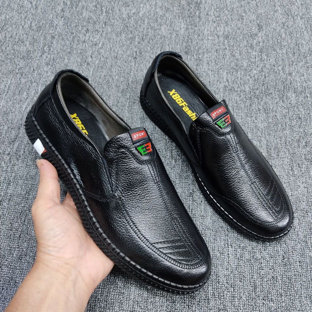 Giày Lười Nam Da Bò 2 Màu Nâu Và Đen X86fashion-R13 da mềm đế cao su khâu chăc chắn