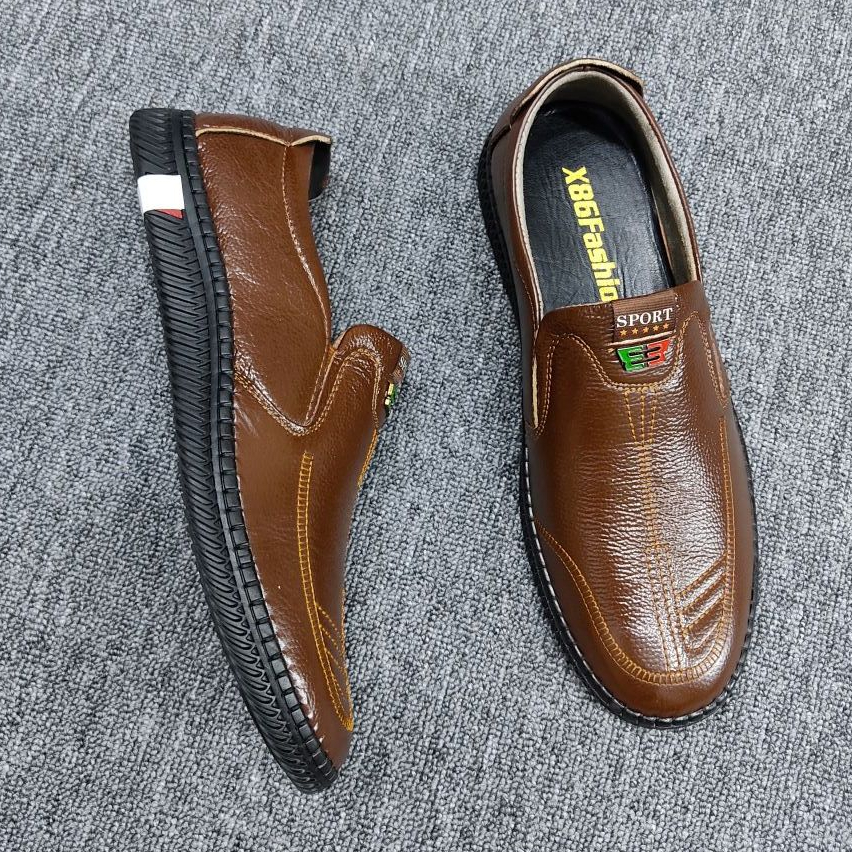 Giày Lười Nam Da Bò 2 Màu Nâu Và Đen X86fashion-R13 da mềm đế cao su khâu chăc chắn