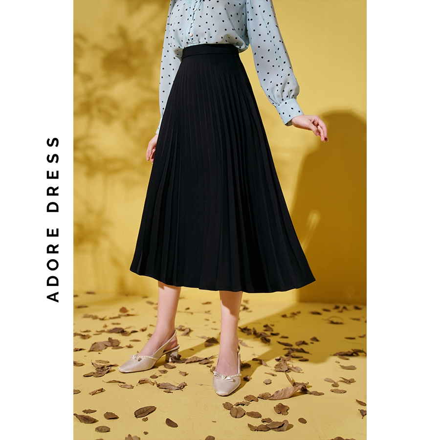 Chân váy Midi skirts casual style tuytsy trơn dập ly 3 màu 313SK2026 ADORE DRESS