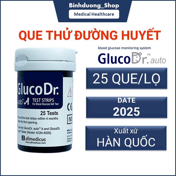 Lọ 25 Que thử đường huyết Gluco Dr Auto AGM-4000