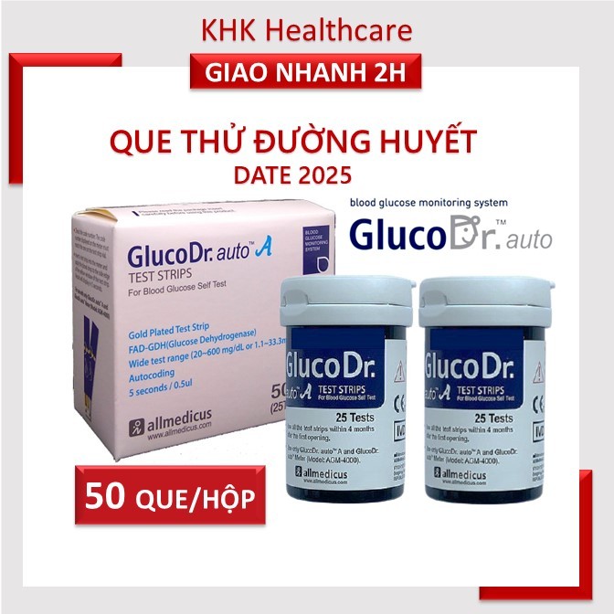 25/50 Que thử đường huyết Gluco Dr Auto nhập khẩu Hàn Quốc