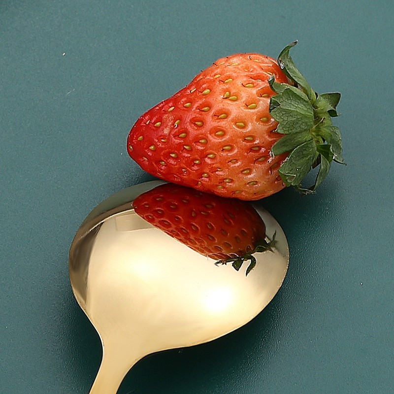 Set 6 Thìa Inox Mạ Vàng Cán Sứ Màu Đen,Muỗng Mạ Vàng Cao Cấp