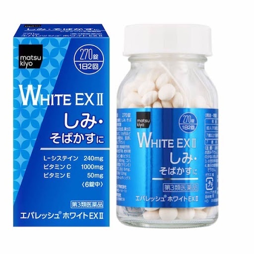 Viên Uống Trắng Da White EX II 270 Viên Nhật Bản, Giúp da trắng sáng, mờ thâm nám, tàn nhang, chống lão hóa
