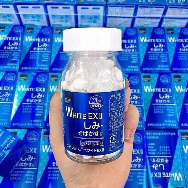 Viên Uống Trắng Da White EX II 270 Viên Nhật Bản, Giúp da trắng sáng, mờ thâm nám, tàn nhang, chống lão hóa