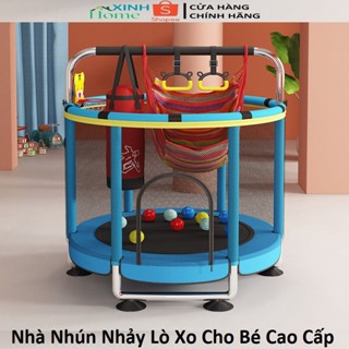  Nhà nhún nhảy cho bé vui chơi vận động mẫu chân U kết cấu lò xo chắc chắn chịu lực cao rộng 1.5m - Tặng kèm bóng rổ 