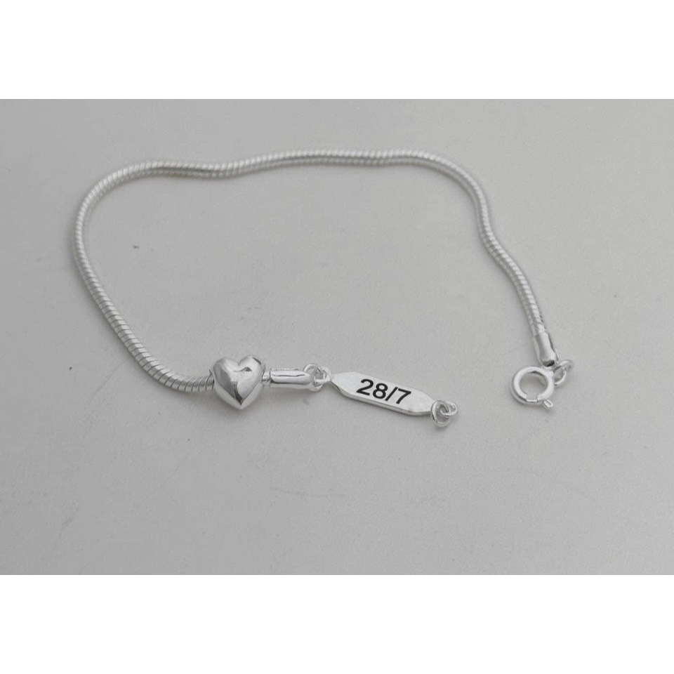 Lắc tay bạc nữ TLEE, vòng tay tim dây mì tag khắc chữ theo yêu cầu miễn phí TleeJewelry LT0199