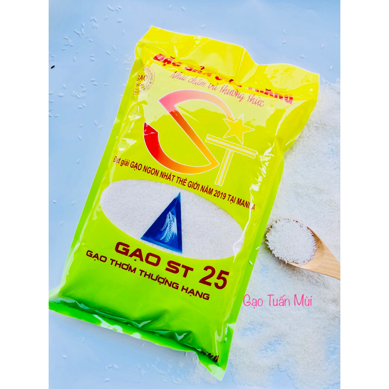 Gạo ST25 (Gạo Thơm Cao Cấp Loại 1, Túi 5ky)