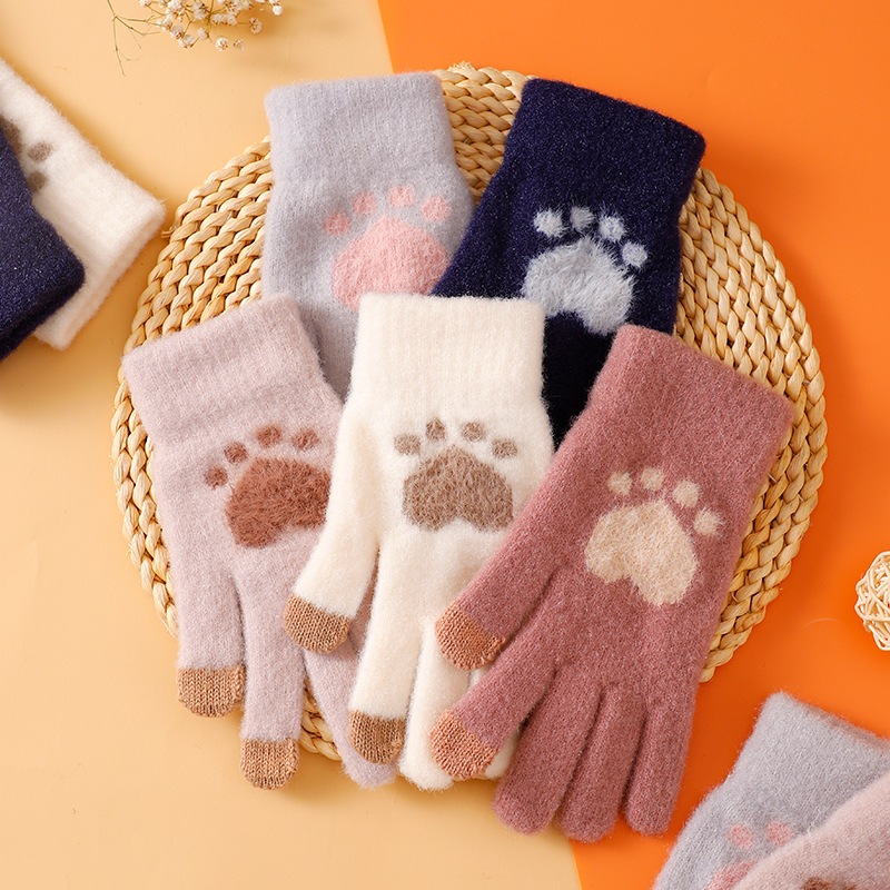 Găng tay len, bao tay len nữ đính charm iLita ngón tay chạm màn hình cảm ứng dày giữ ấm chống nắng Touchscreen Gloves