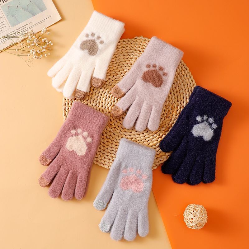 Găng tay len, bao tay len nữ đính charm iLita ngón tay chạm màn hình cảm ứng dày giữ ấm chống nắng Touchscreen Gloves