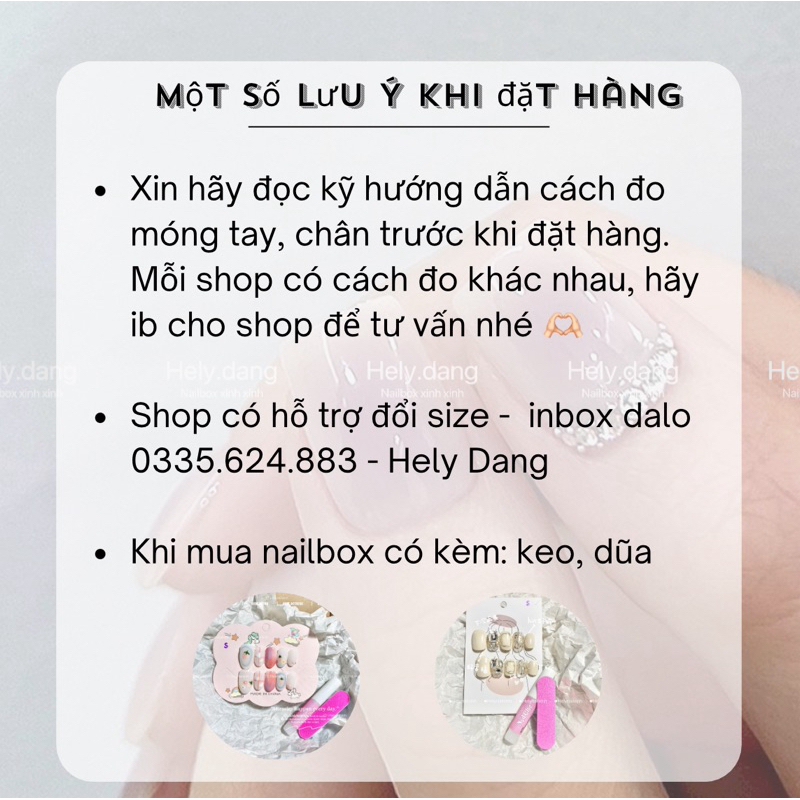 Nailbox Hely - Móng giả thiết kế, tự gắn kèm keo dán - Tông hoạ tiết, màu p.a.s.t.e.l