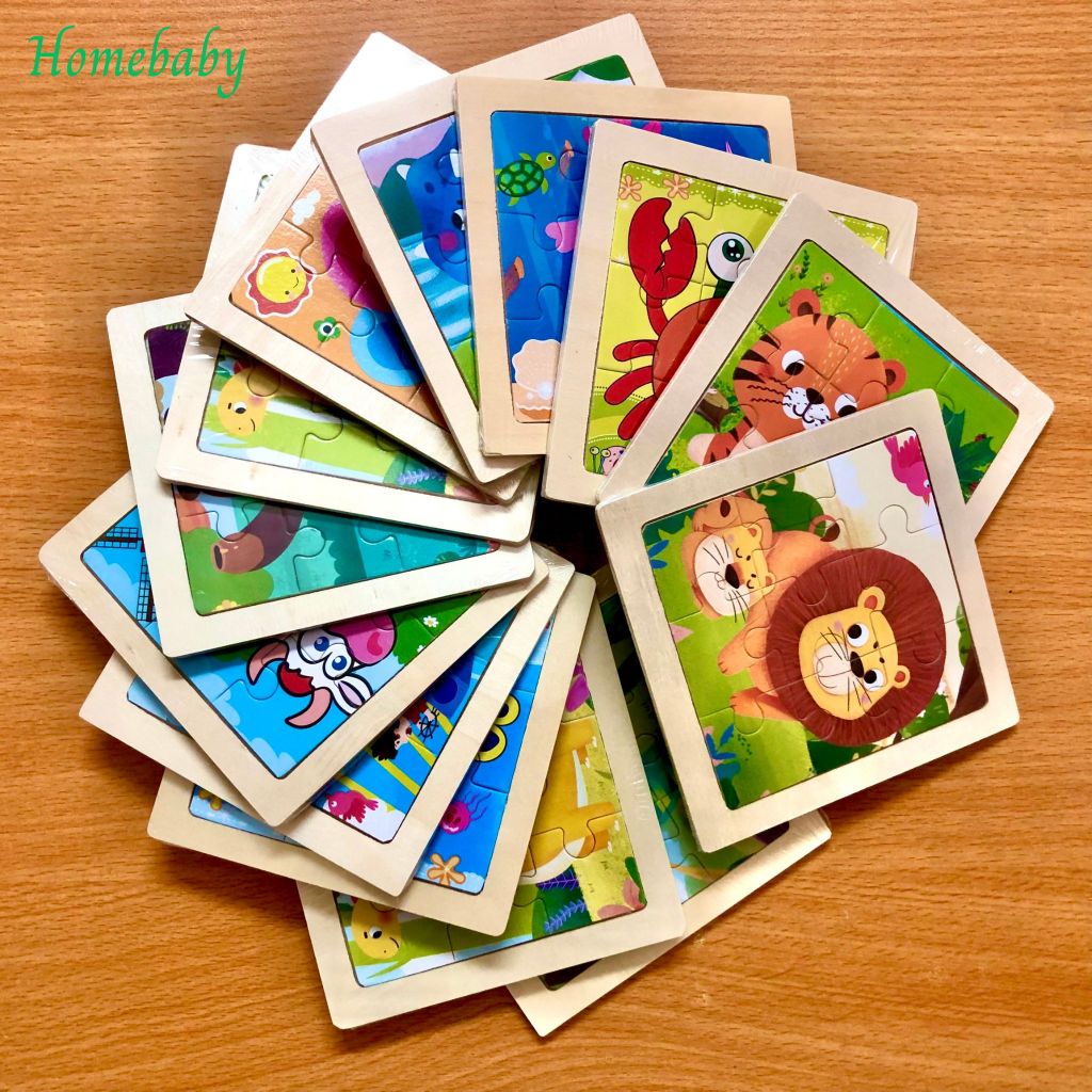 Đồ chơi tranh gỗ xếp hình, ghép hình lắp ráp 9 mảnh hình ngộ nghĩnh, size 11*11cm, thông minh phát triển trí tuệ cho bé