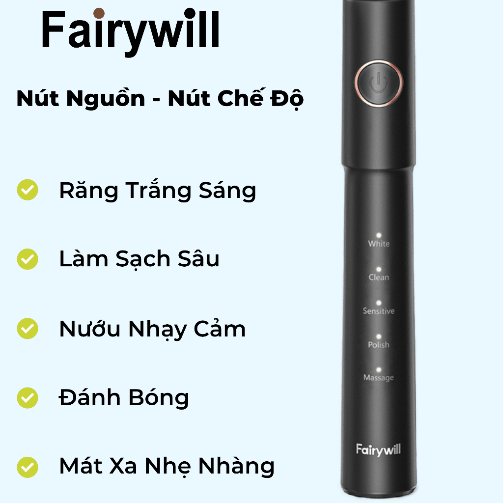 Tăm nước cầm tay Fairywill FW5020E và bàn chải điện Fairywill E11. Combo chăm sóc răng miệng hoàn hảo