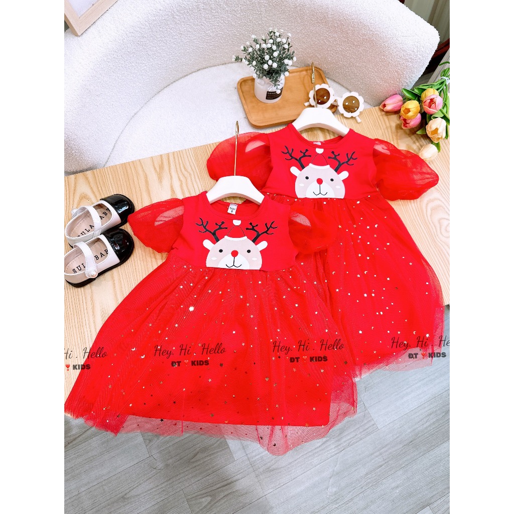 Váy noel in hình tuần lộc cho bé gái 8-25kg