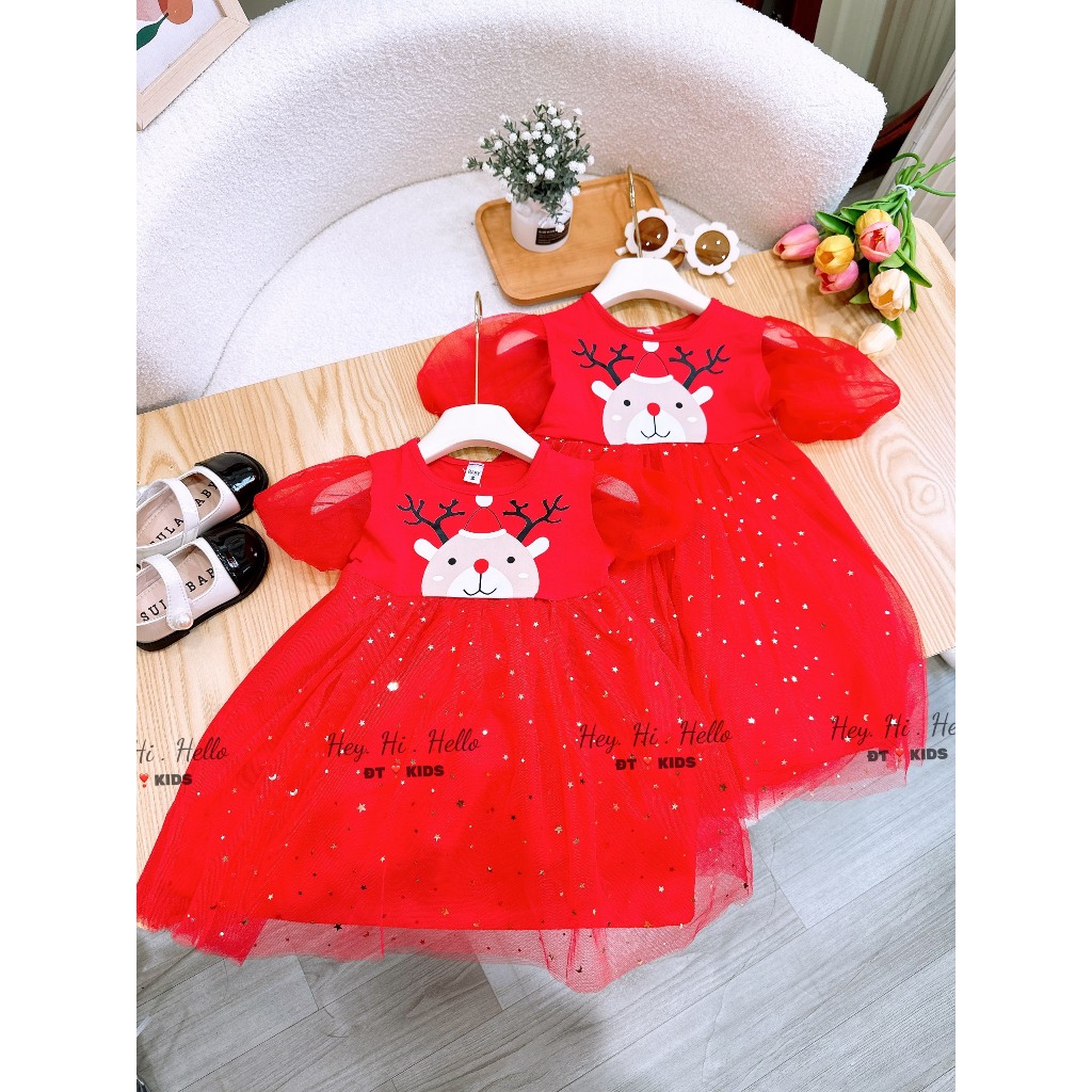 Váy noel in hình tuần lộc cho bé gái 8-25kg