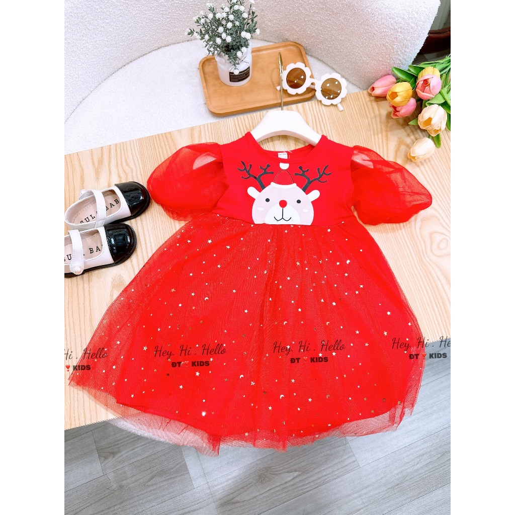 Váy noel in hình tuần lộc cho bé gái 8-25kg