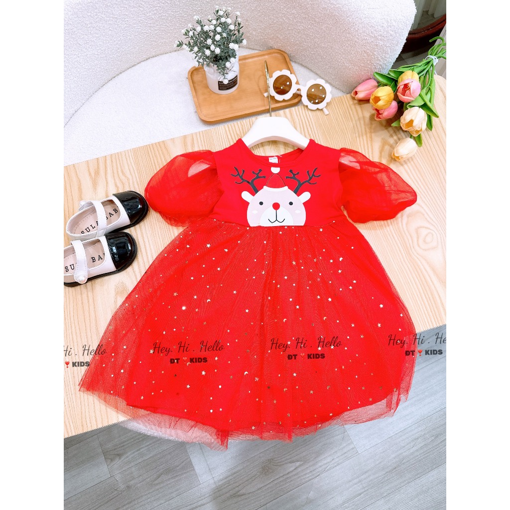 Váy noel in hình tuần lộc cho bé gái 8-25kg