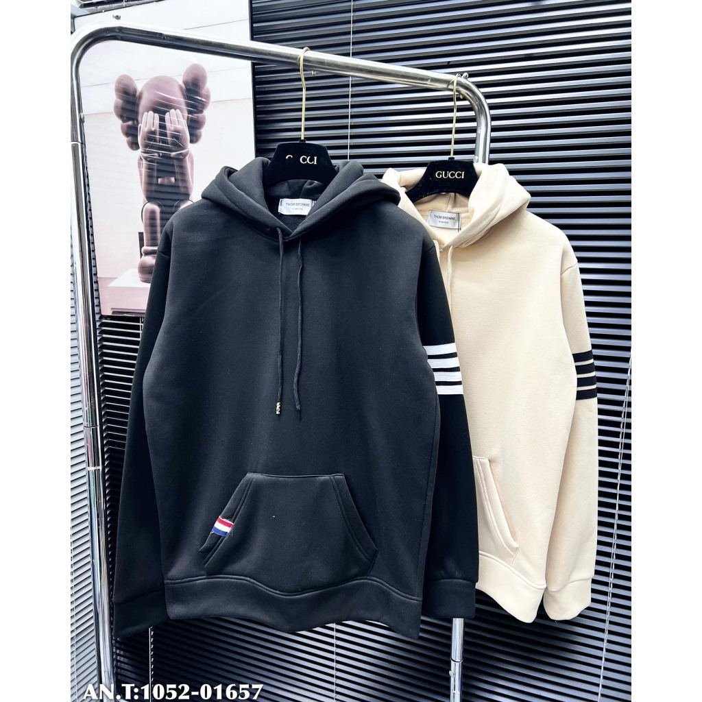 Áo Hoodie Thome Họa Tiết Thêu 4 Sọc Tay Cực Đẹp Chất Liệu Nỉ Bông 2 Lớp Dày Dặn Form Dáng Unisex Nam Nữ Cực Hottrend