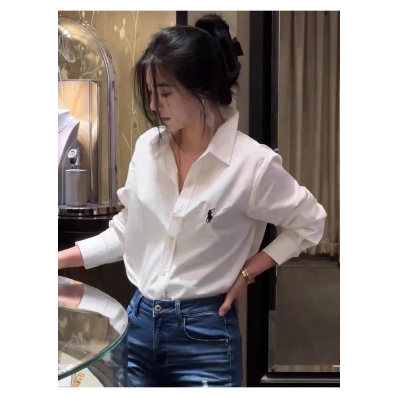 Áo Sơ Mi Trắng Po.lo Tay Dài Nữ
