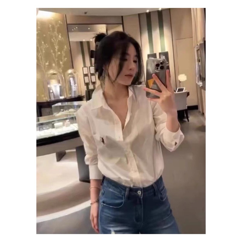 Áo Sơ Mi Trắng Po.lo Tay Dài Nữ