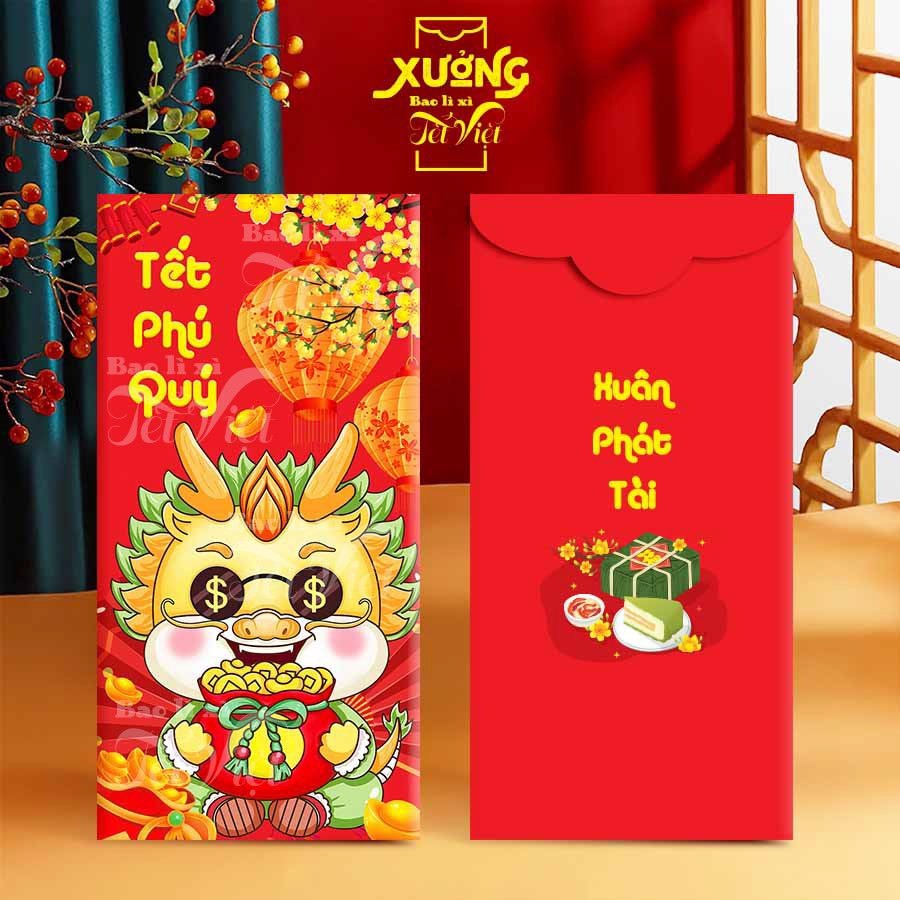 Combo 100 Cái Lì Xì RỒNG Tết Giáp Thìn 2024 Nhiều Mẫu Bao Lì Xì Đẹp - BỐ KHỦNG LONG