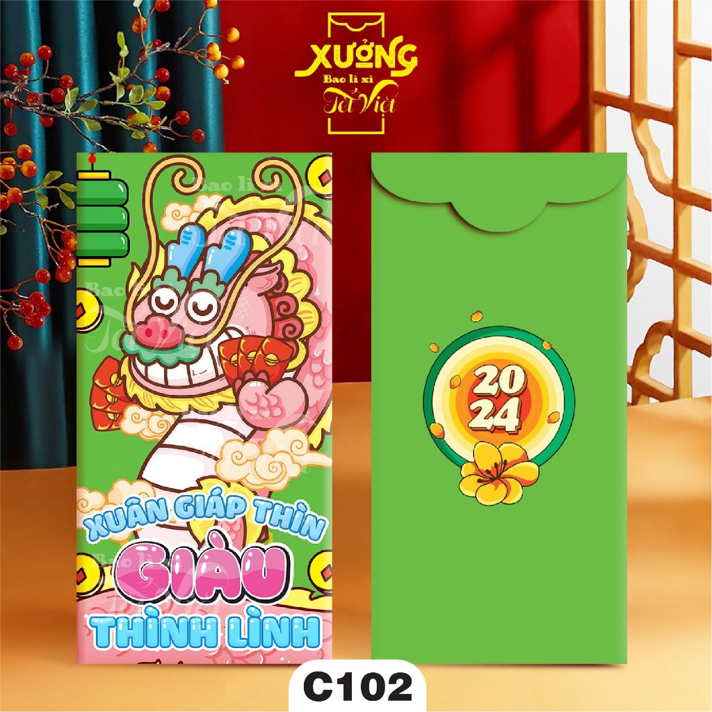 Combo 100 Cái Lì Xì RỒNG Tết Giáp Thìn 2024 Nhiều Mẫu Bao Lì Xì Đẹp - BỐ KHỦNG LONG