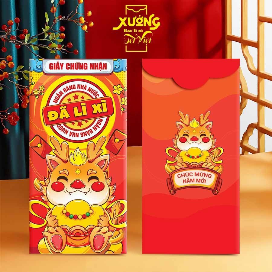 Combo 100 Cái Lì Xì RỒNG Tết Giáp Thìn 2024 Nhiều Mẫu Bao Lì Xì Đẹp - BỐ KHỦNG LONG